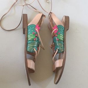 Kate Spade NY Cactus Succulent Leather Sandal 9